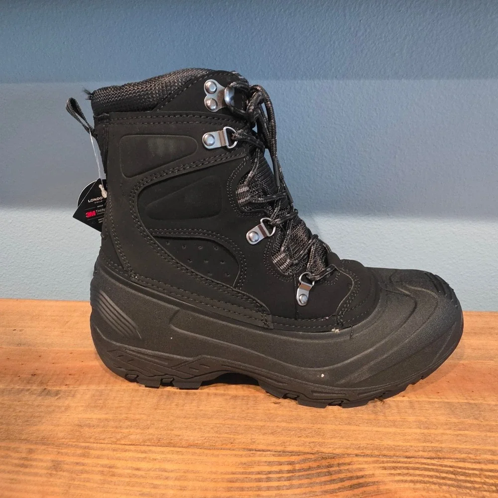 London Fog Mens Breckenridge Winter Boots Black Insulated Waterproof 8M CL30322M
